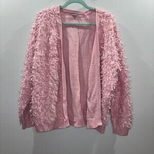 Oliver Bonas Touch Loop Pink Cardigan Valentines Day Teacher Cardigan Size 14
